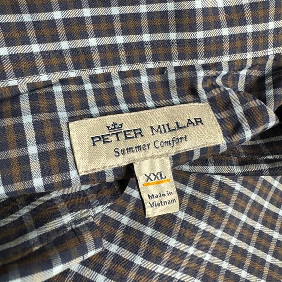 PETER MILLAR Crown Sport Summer Comfort Shirt Plaid Check Nylon Golf Club XXL - Picture 7 of 9
